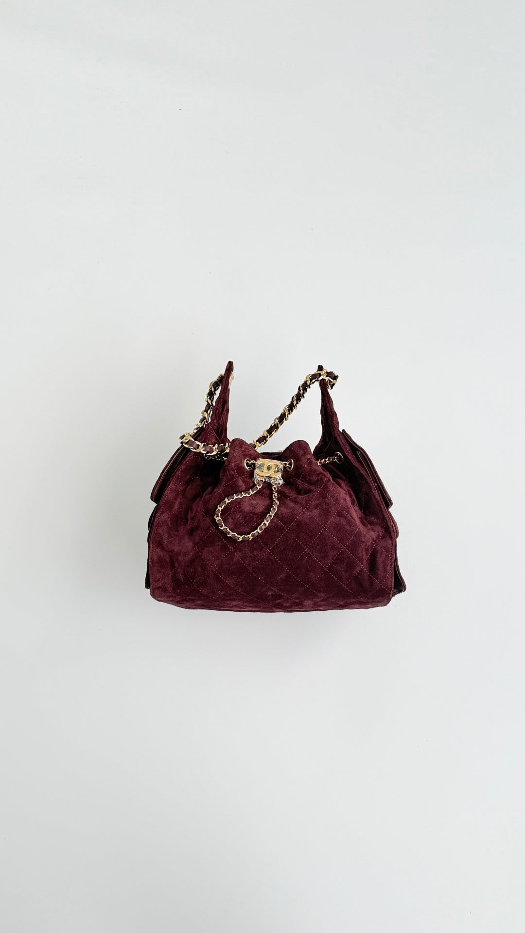 CC 26s Small Drawstring Bag Burgundy Suede 996785