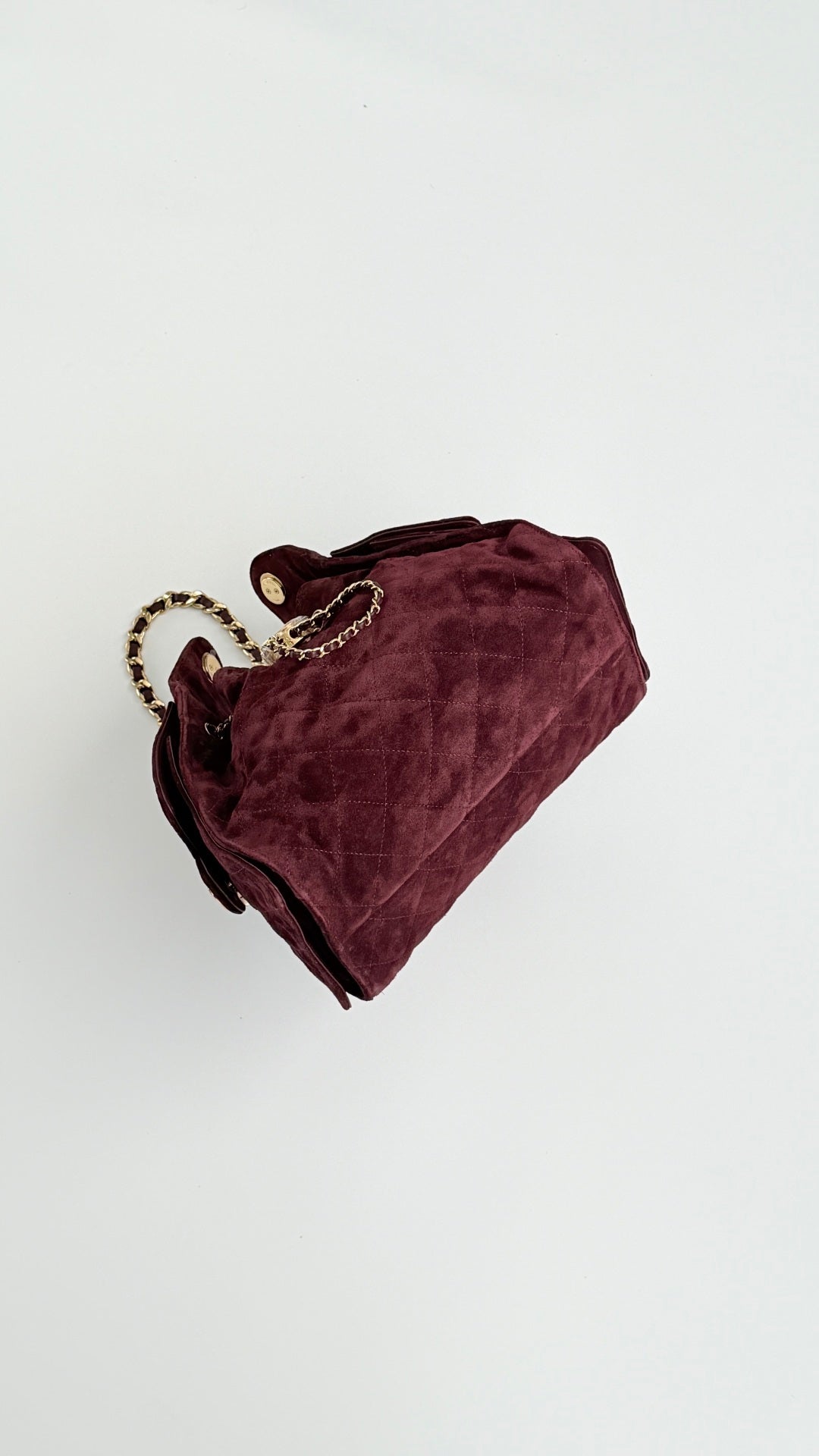 CC 26s Small Drawstring Bag Burgundy Suede 996785