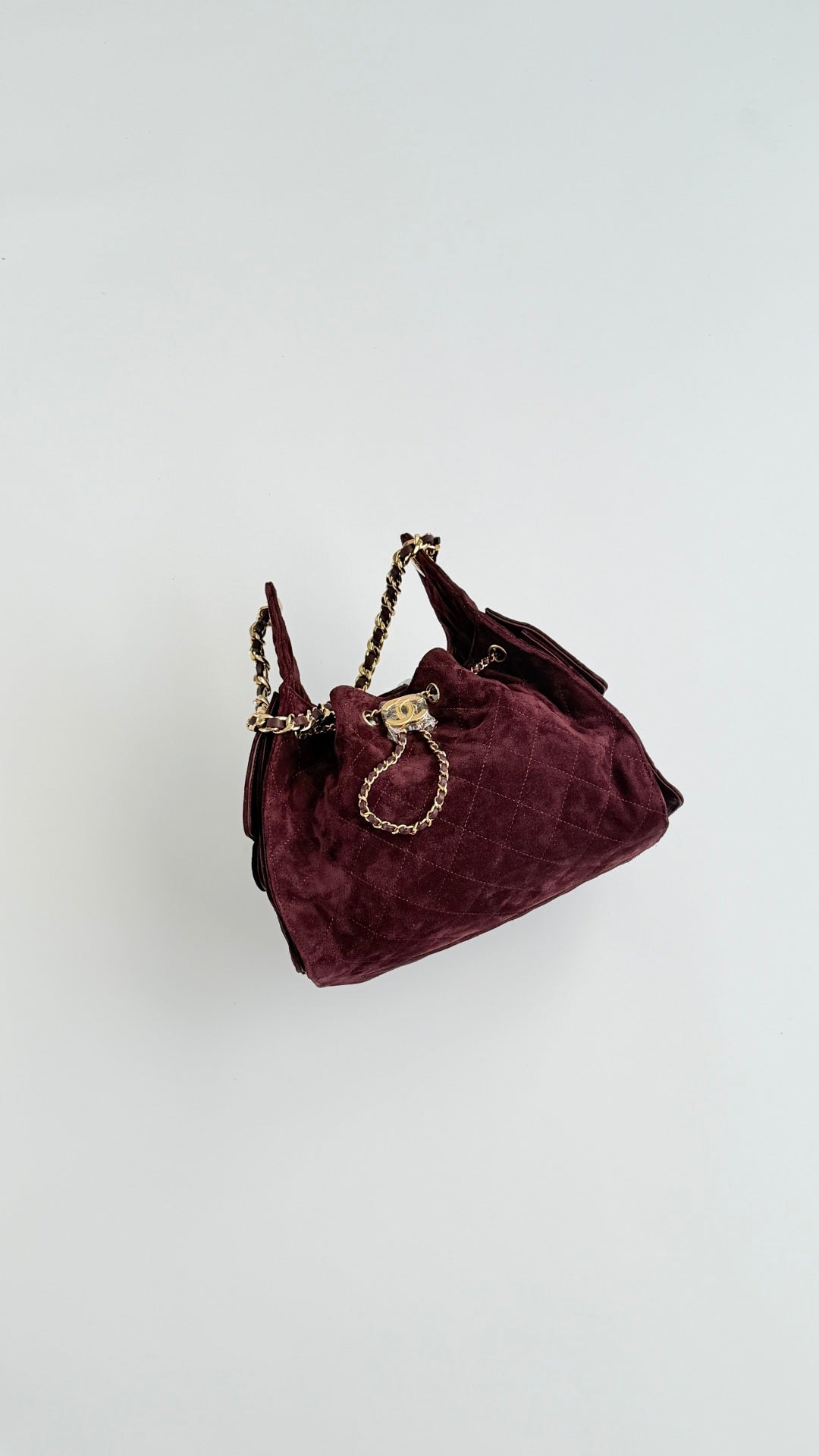 CC 26s Small Drawstring Bag Burgundy Suede 996785