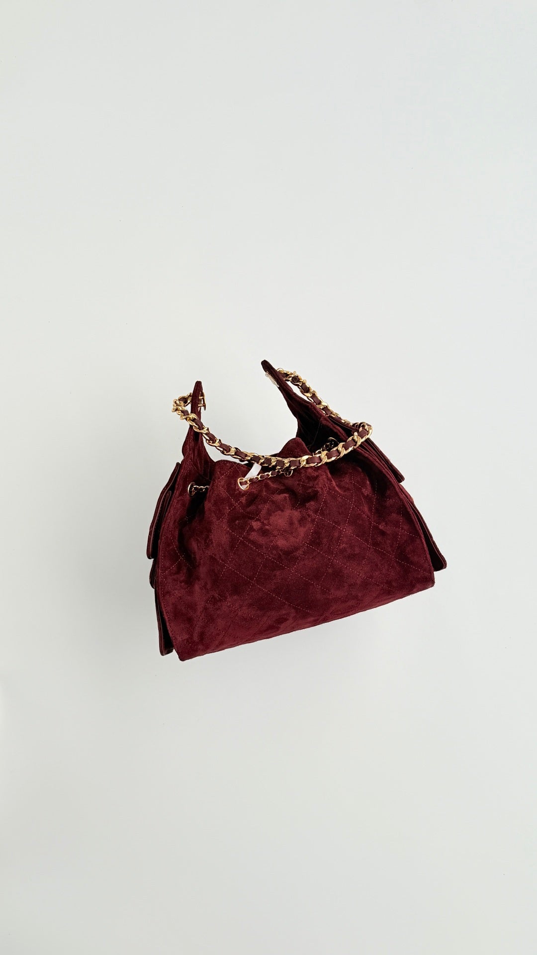 CC 26s Small Drawstring Bag Burgundy Suede 996785