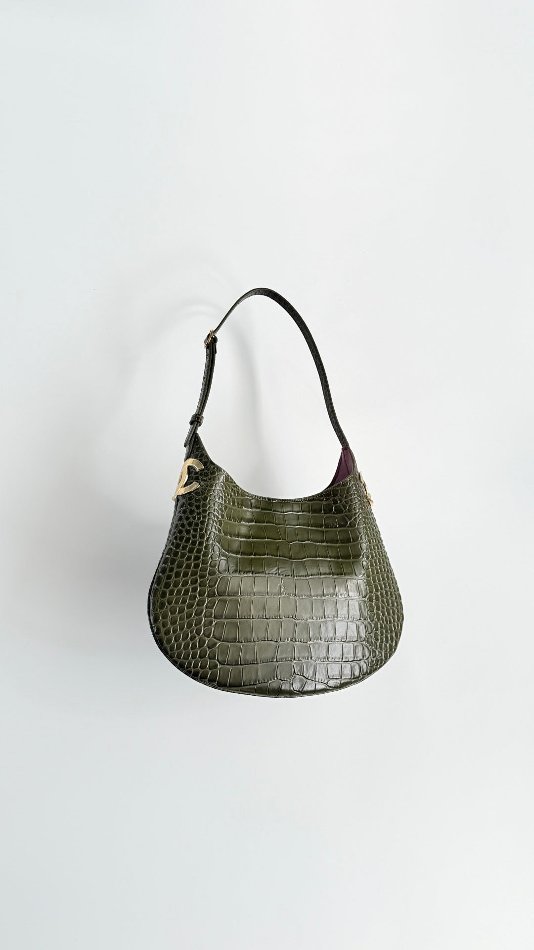 CC 26s Hobo Bag Olive Green Crocodile Embossed Calfskin 996784