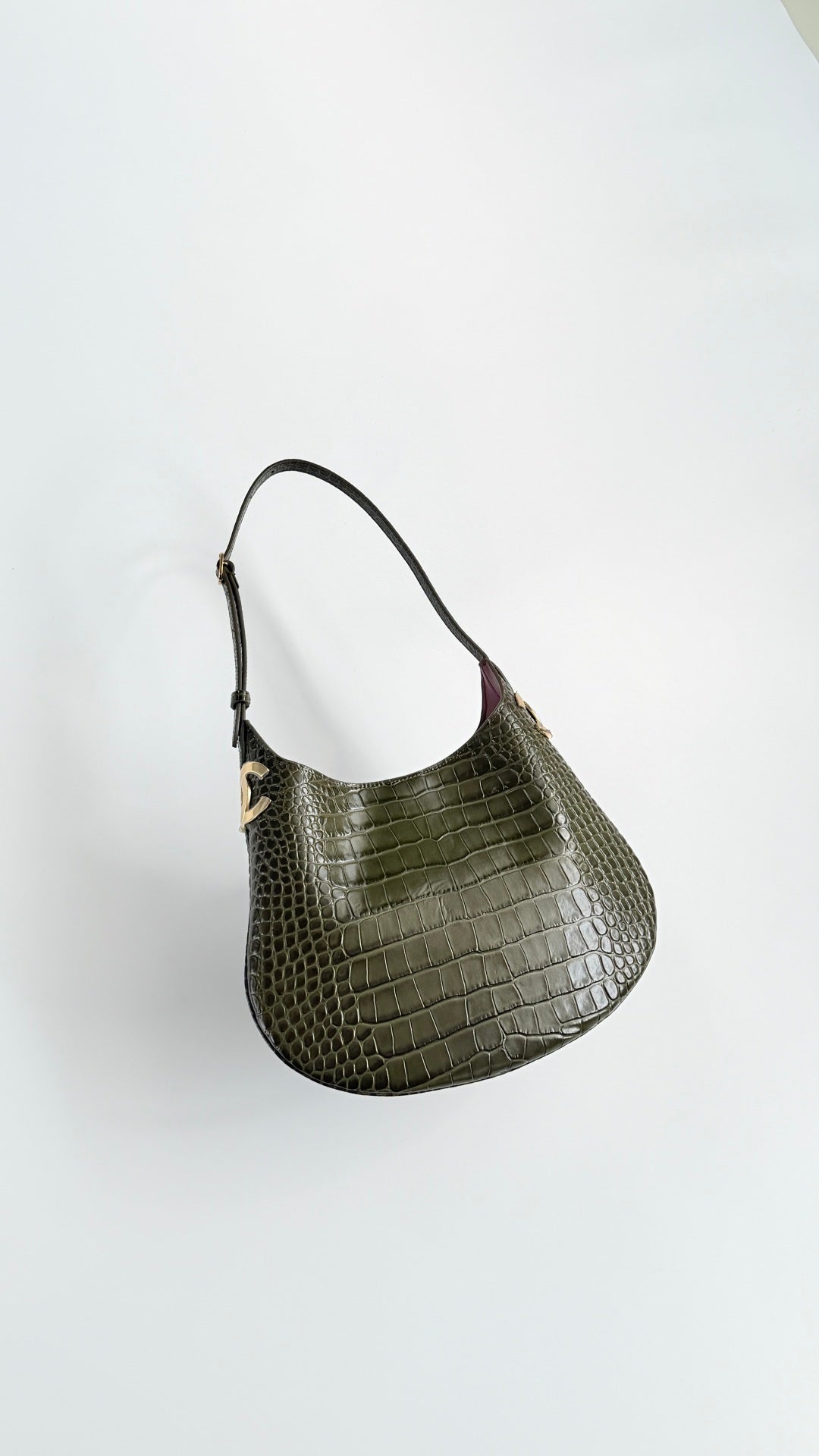CC 26s Hobo Bag Olive Green Crocodile Embossed Calfskin 996784