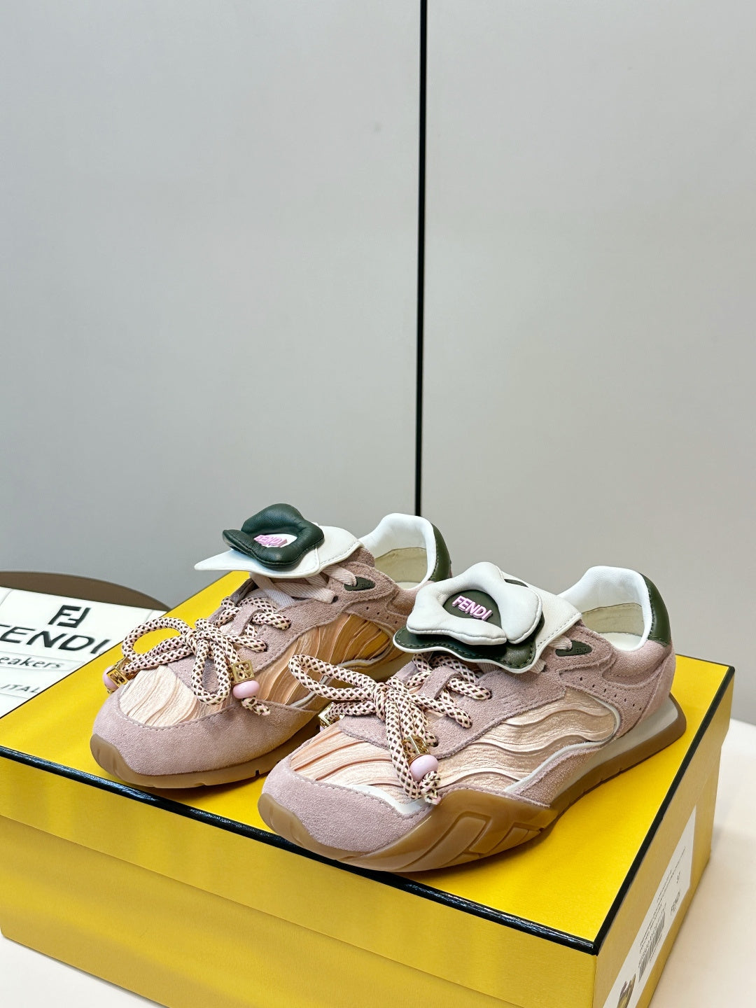 Fendi Wave Pulse Light Taupe Fabric Suede 862619