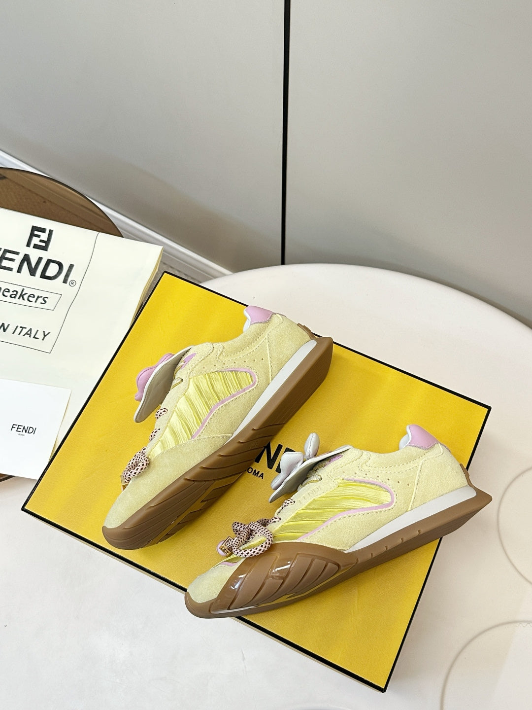 Fendi Wave Pulse Yellow Fabric Suede 862620