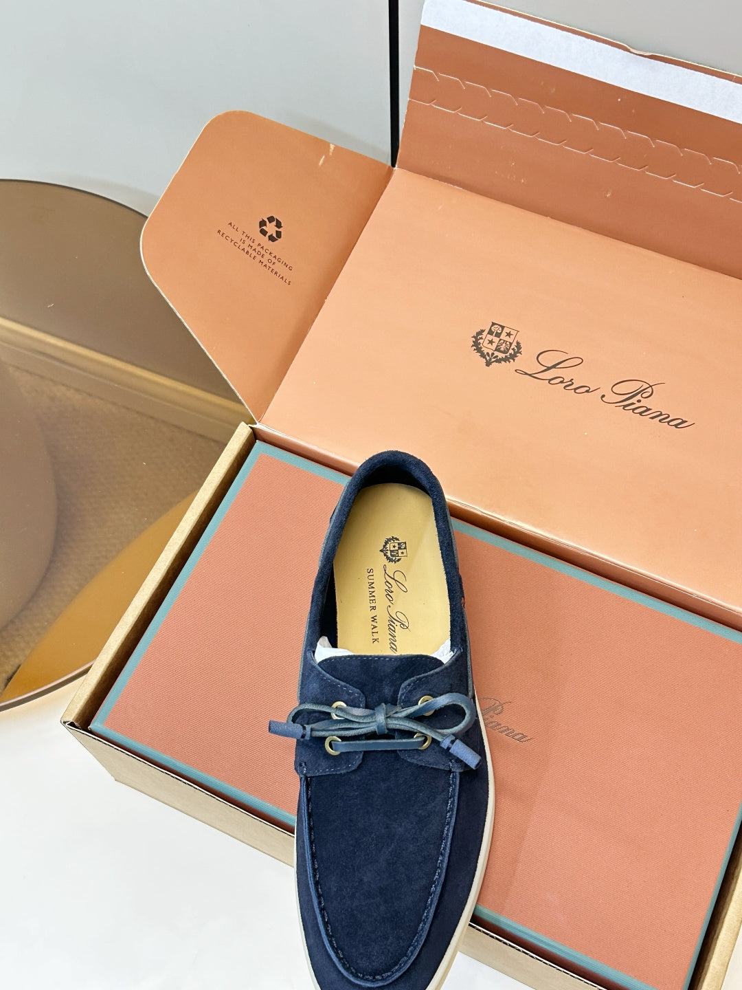 Loro Piana Shoes Sea-Sail Walk Loafer Navy Blue Suede 178086