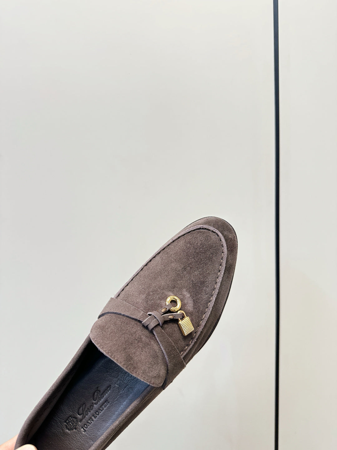 Loro Piana Shoes Joan Loafers Grey Suede Charm 178089
