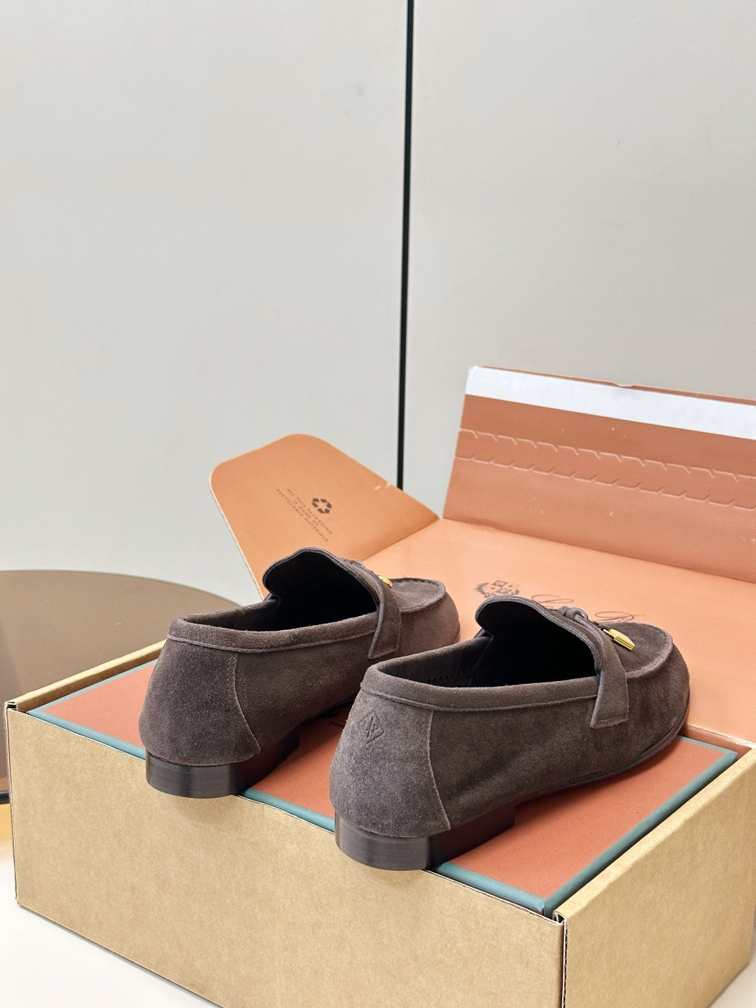 Loro Piana Shoes Joan Loafers Grey Suede Charm 178089