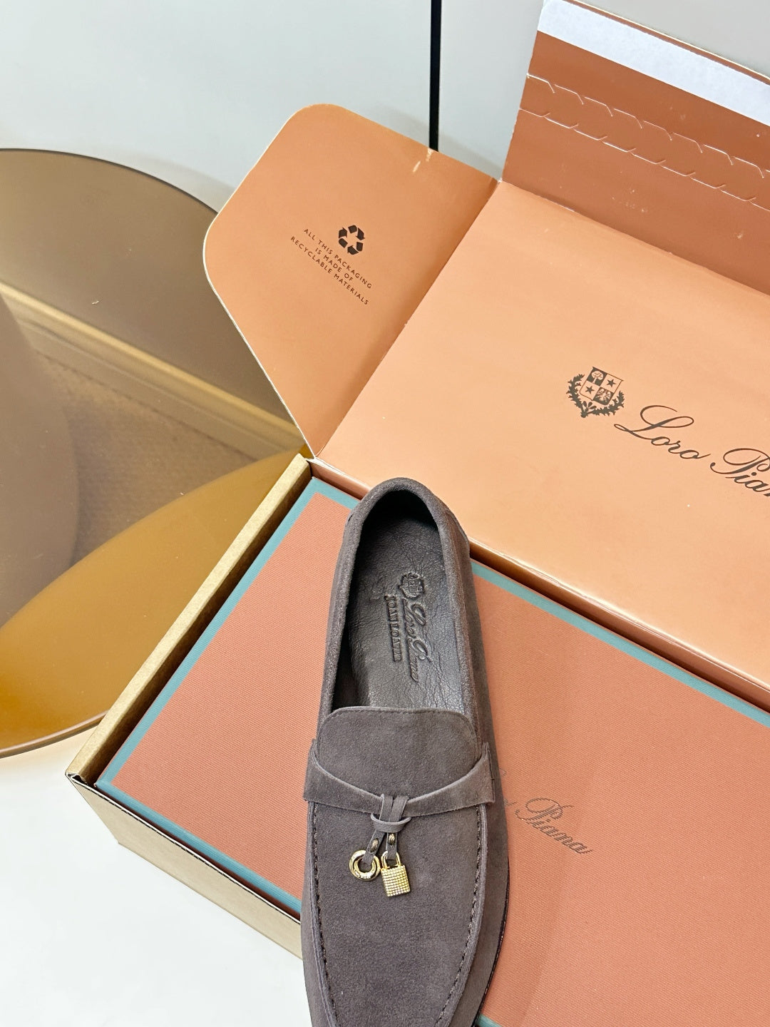 Loro Piana Shoes Joan Loafers Grey Suede Charm 178089