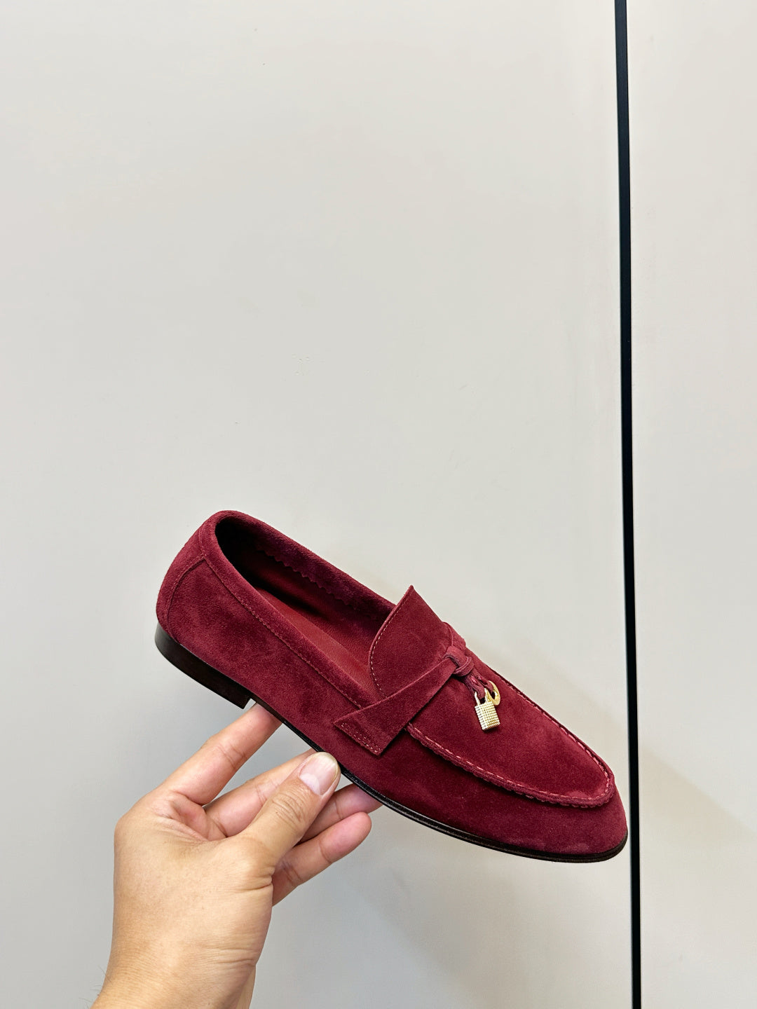Loro Piana Shoes Joan Loafers Burgundy Suede Charm 178090