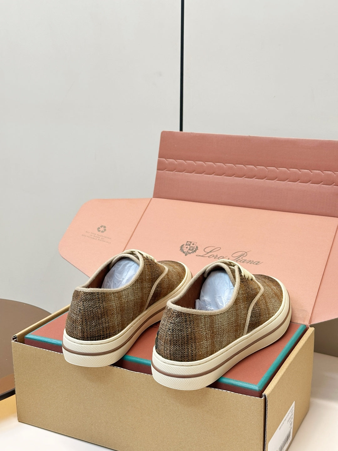 Loro Piana Shoes Nantucket Walk Sneaker Ochre Plaid Wool 178081
