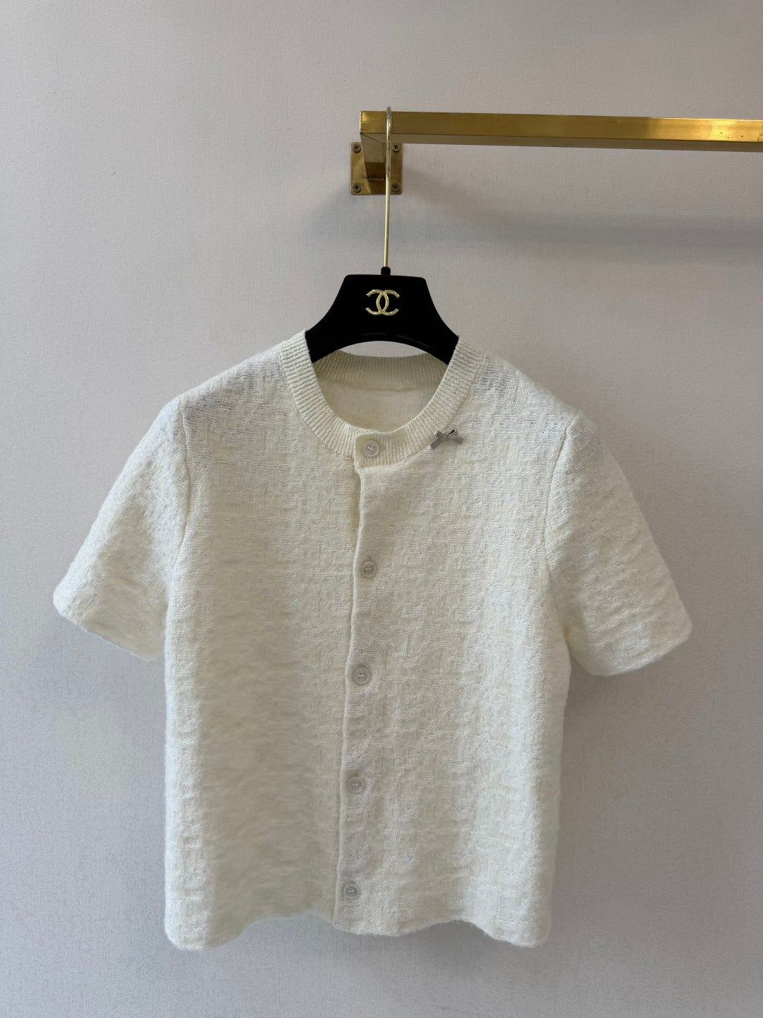 CD 26s Short-Sleeved Cardigan Cream Cotton Wool 423139