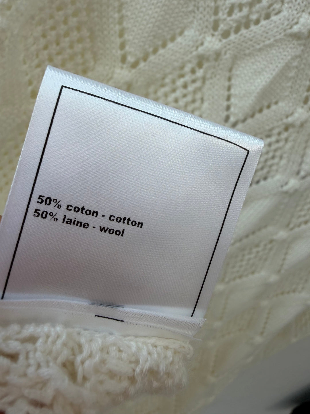 CC 26s Diamond Pattern Knit Cardigan Cream Wool Cotton 423141