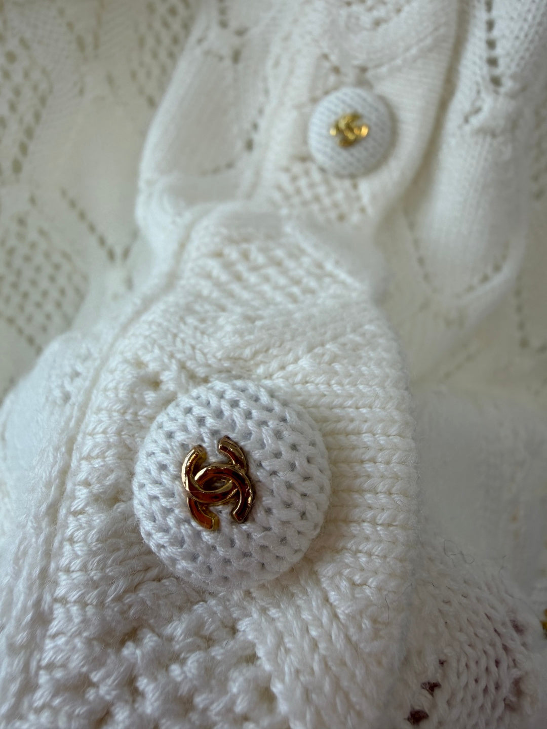CC 26s Diamond Pattern Knit Cardigan Cream Wool Cotton 423141