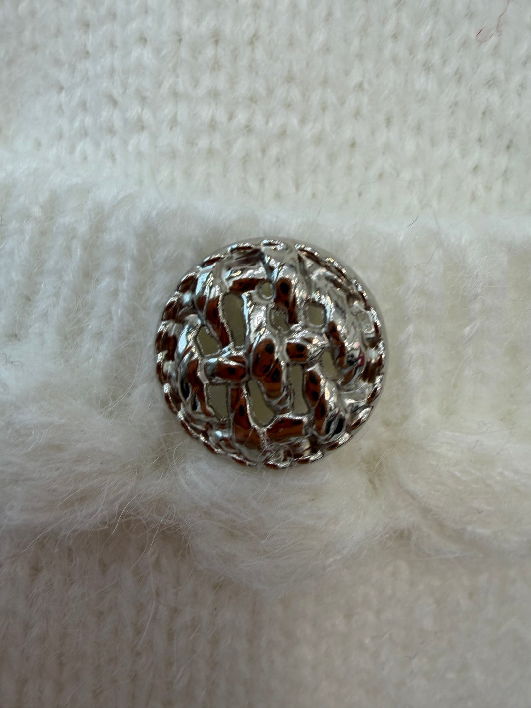 CC Braided Trim Knit Jacket White Wool 423146