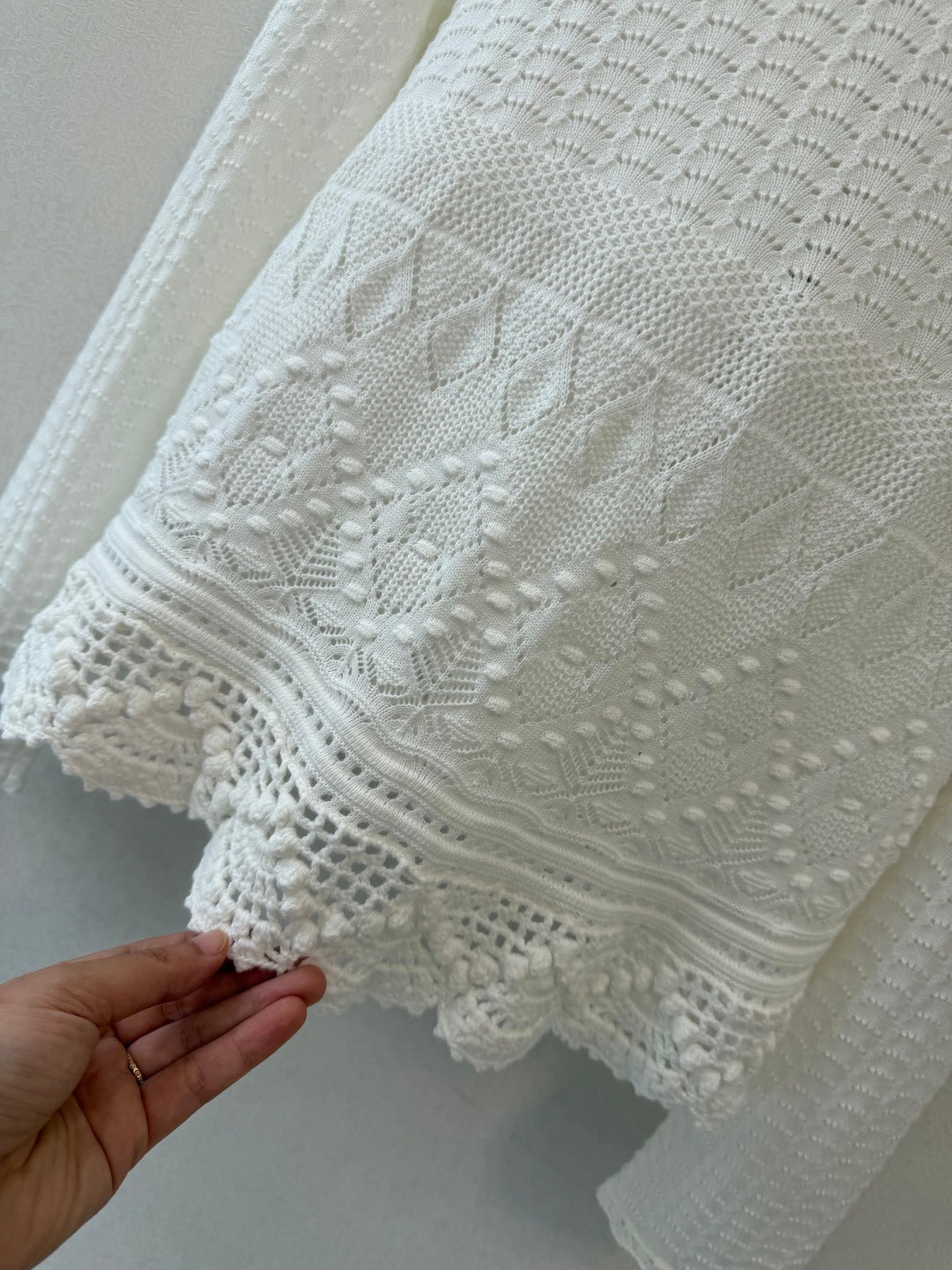 CC 26s Open-Knit Bow Cardigan White Wool 423115