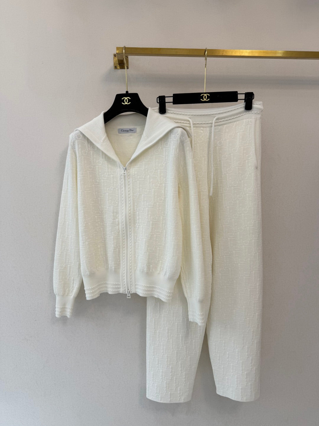 CD 26s Set Double-Zip Collar Cardigan+ Long Pant White Tencel 424795