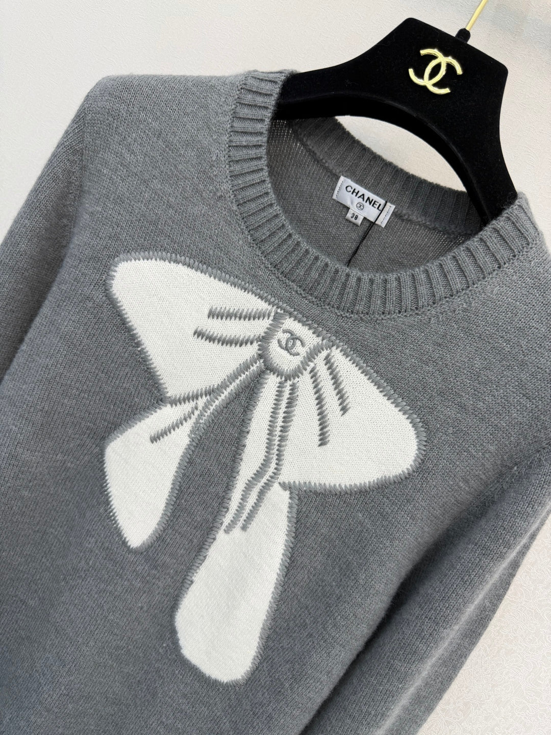 CC 26s Crew Neck Long-Sleeved Top Grey Wool 424801
