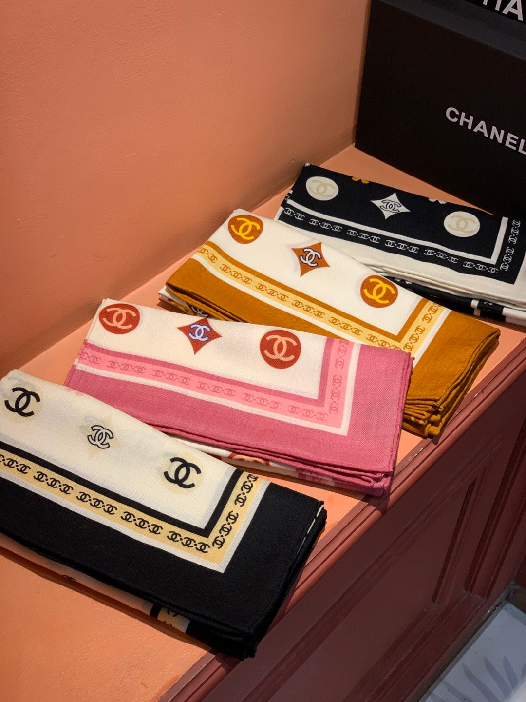 CC Scarf 140cm Black Monogram Silk Cashmere 143733