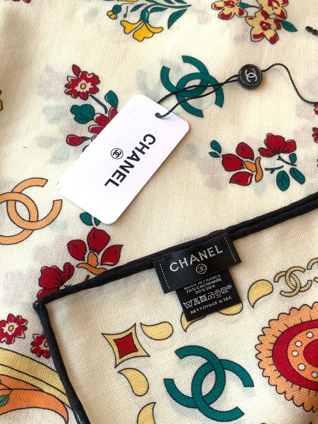 CC Double-Sided Scarf 135cm Ivory  Mulberry Silk Cashmere 153169