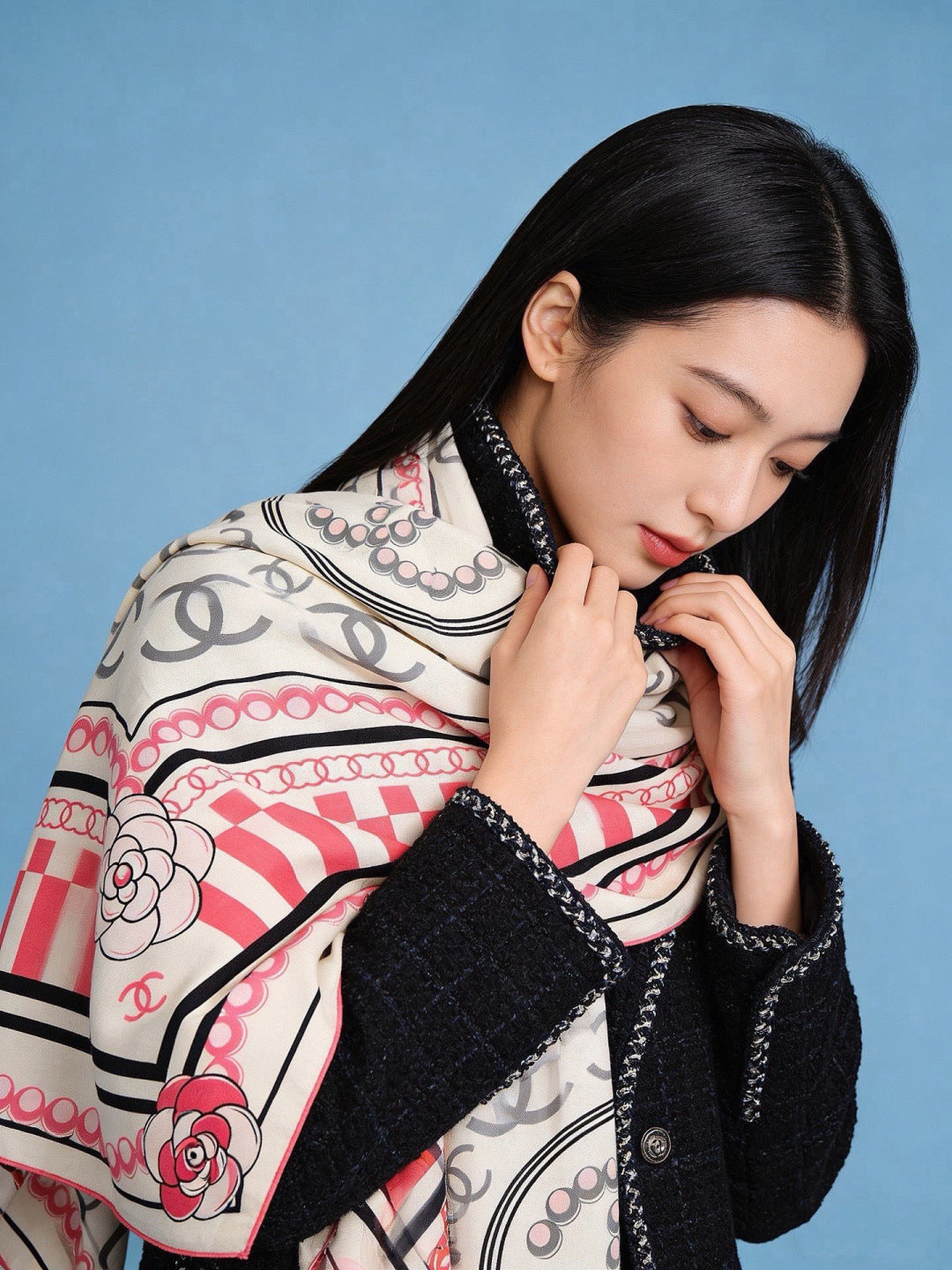 Chanel 26s Scarf 140 In Silk Cashmere 309894