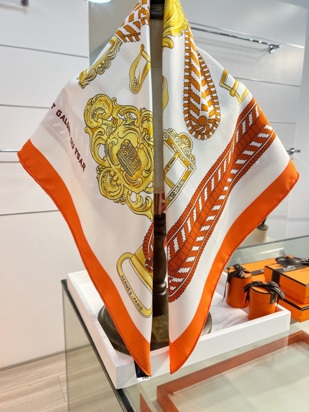 Hermes 26s Printed Square Scarf 88 In Silk 309940