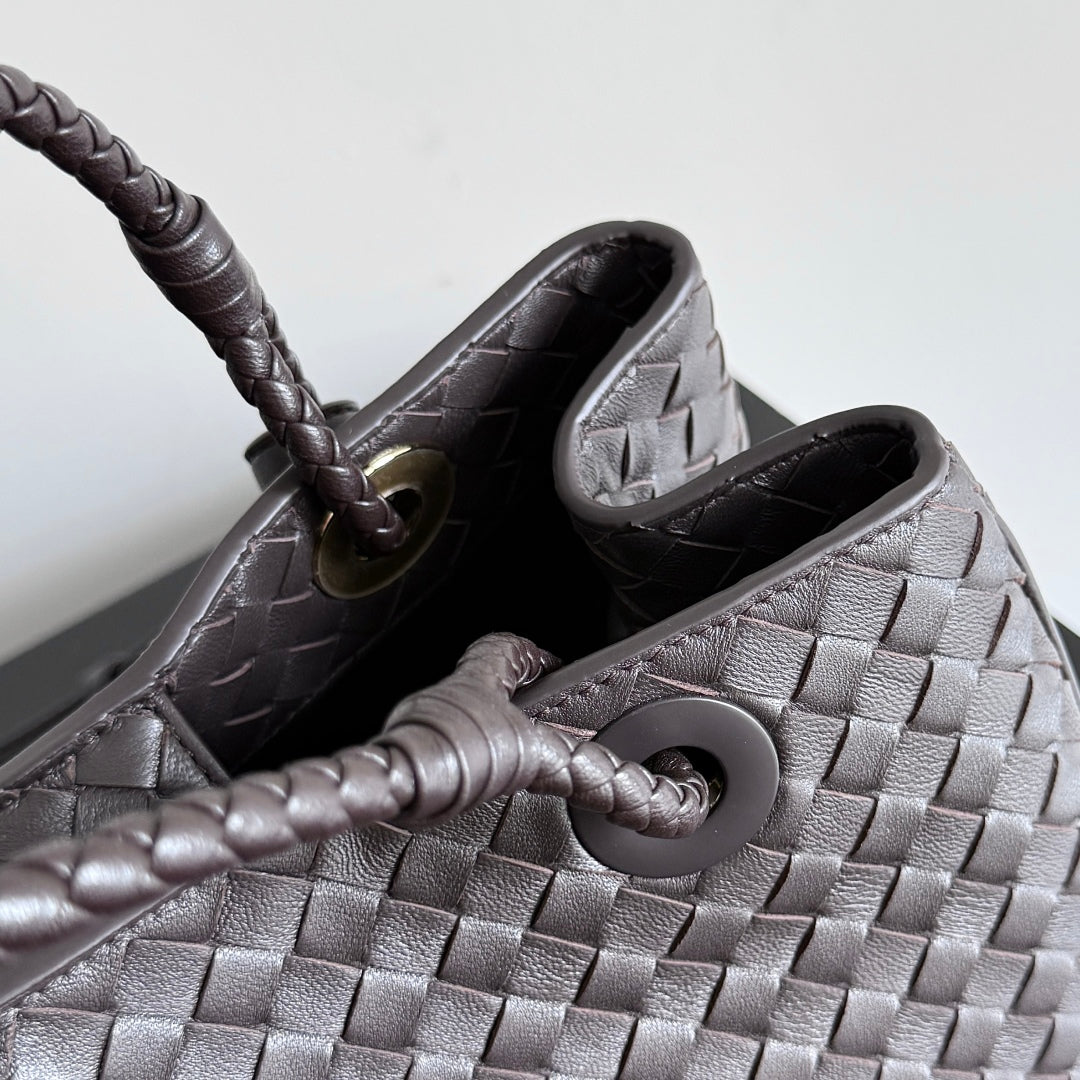 BV Basket Handbag 31cm Chocolote Intrecciato Leather