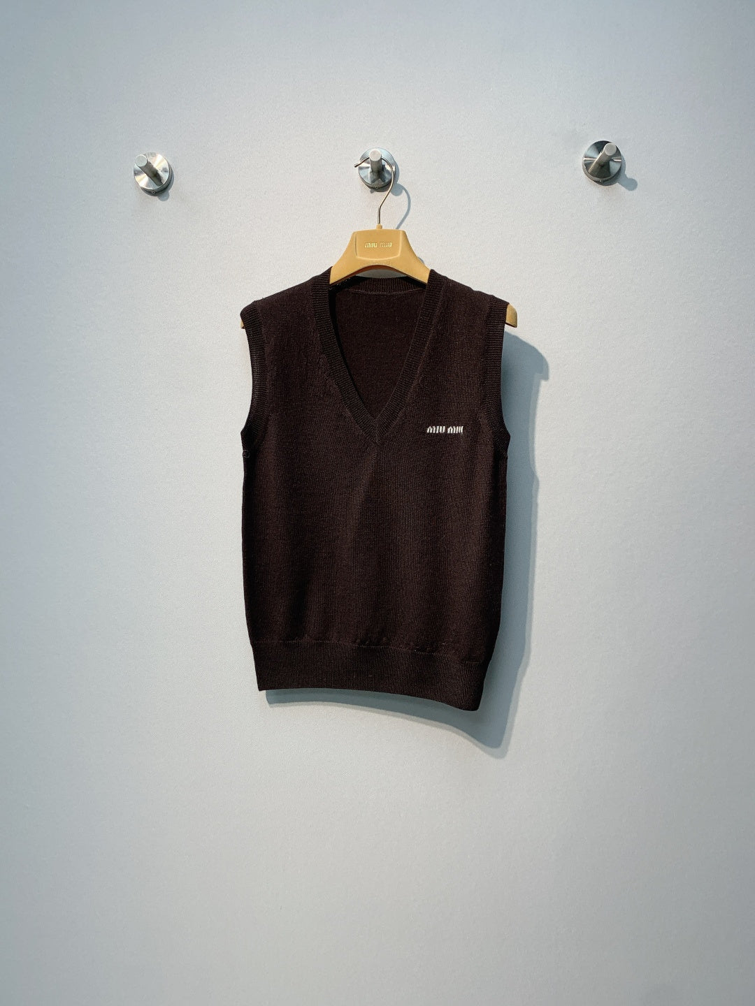 Miu Miu Sweater Vest Dark Brown Wool 342084