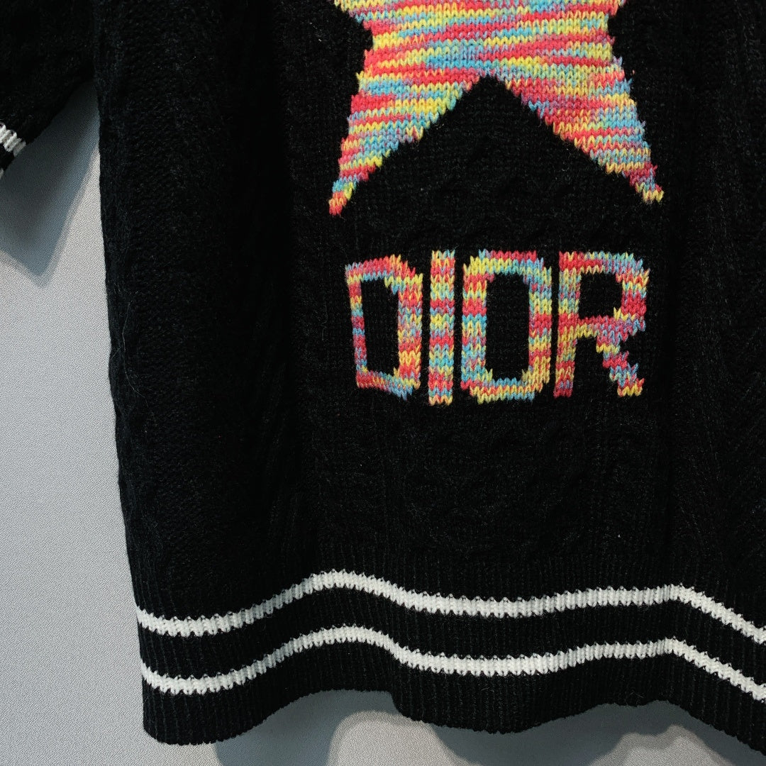 CD Short-Sleeved Sweater Black Wool Knit 342101