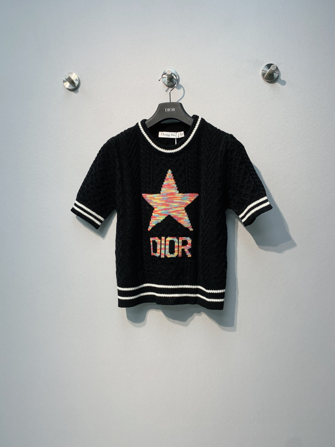CD Short-Sleeved Sweater Black Wool Knit 342101