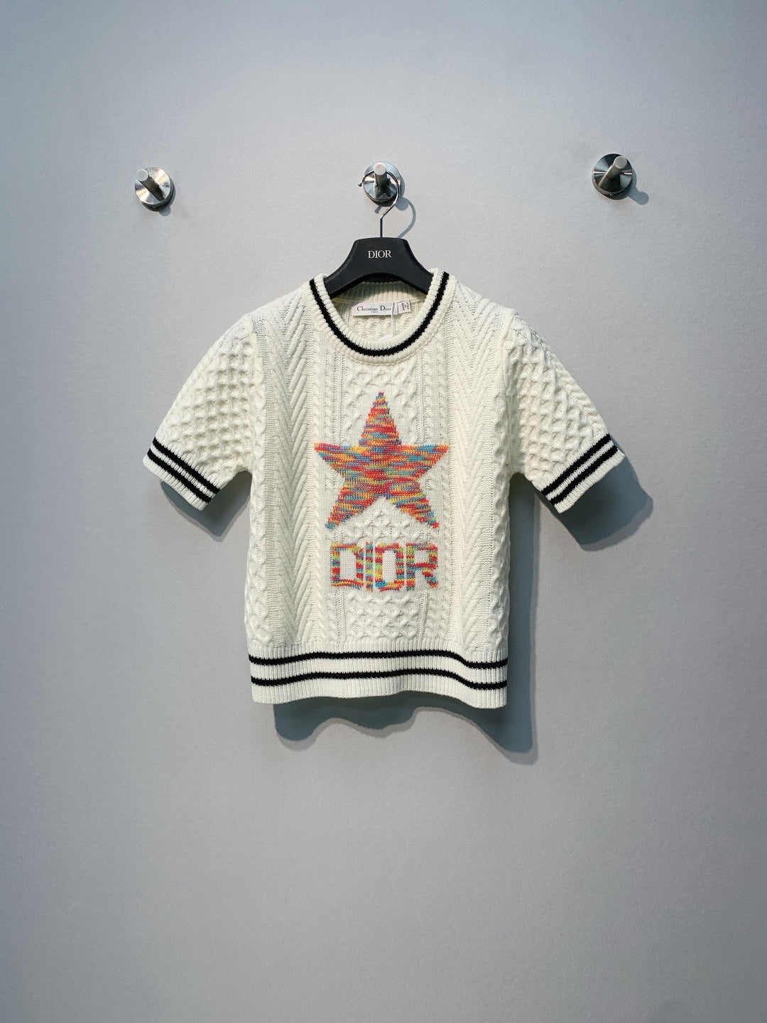 CD Short-Sleeved Sweater White  Wool Knit 342102