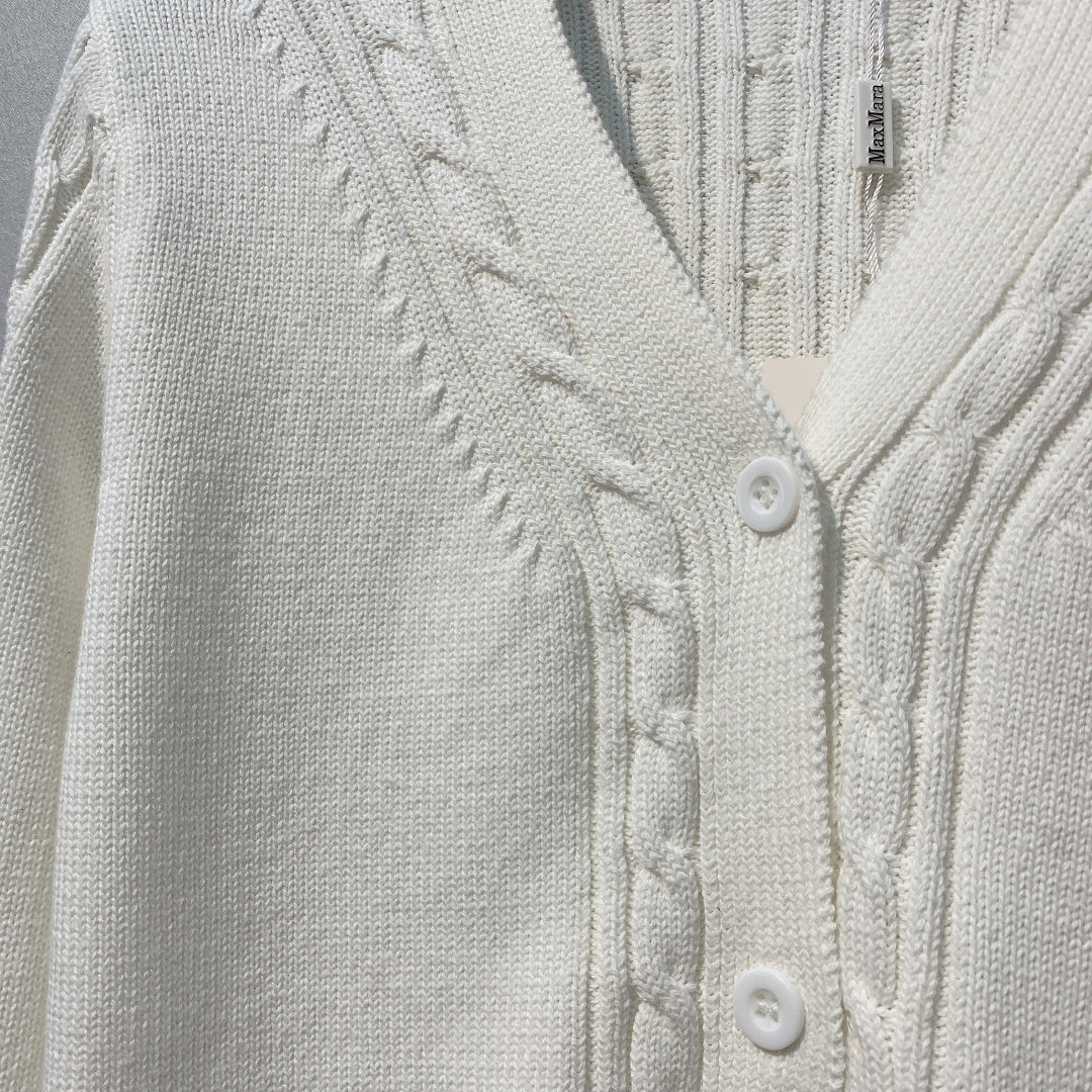 MaxMara Knit V-neck White Wool cardigan 342106