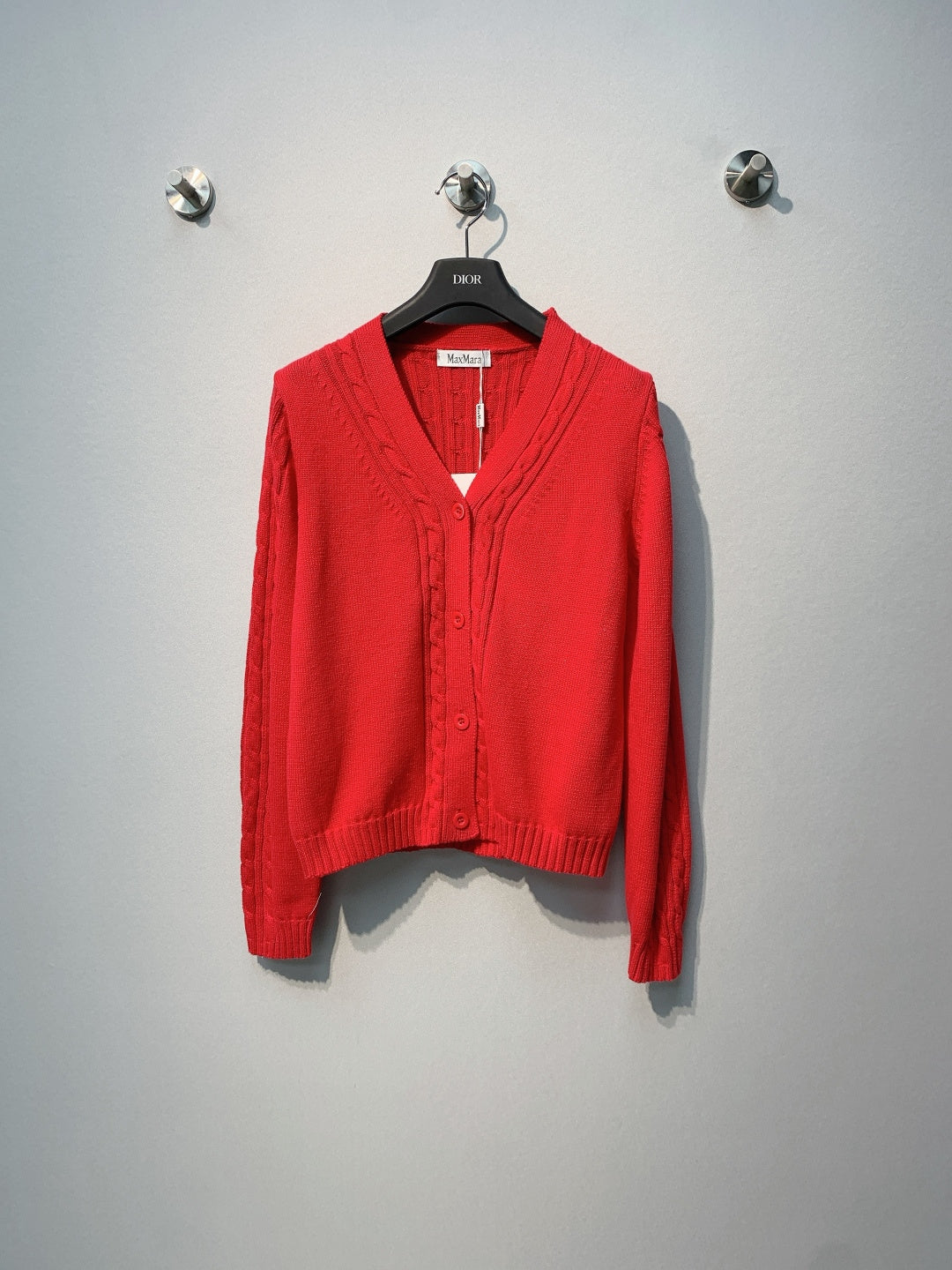 MaxMara Knit V-neck Red Wool cardigan 342107