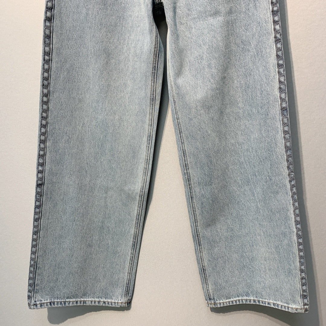 CC SS26 Wide-Leg Jeans with Logo Trim Light Blue Cotton 350939