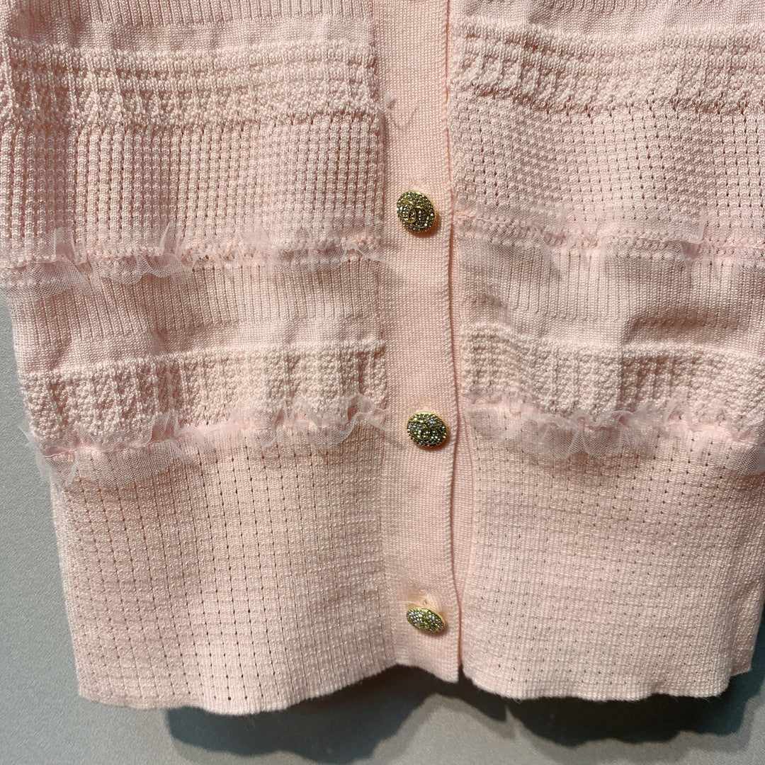 CC 26s V-Neck Short Sleeves Light Pink Wool 362601