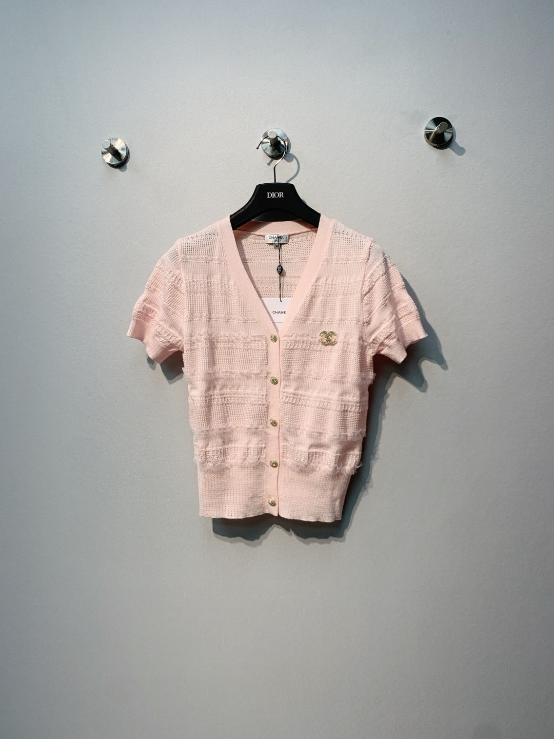 CC 26s V-Neck Short Sleeves Light Pink Wool 362601