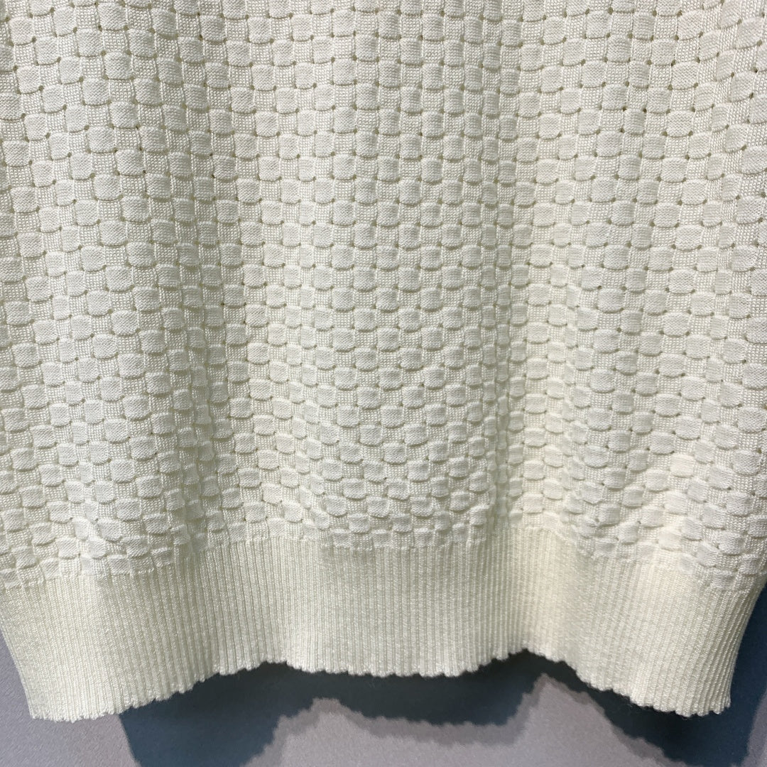 Miu Miu Short-Sleeve Knitwear White Linen Acrylic Lyocell 362609