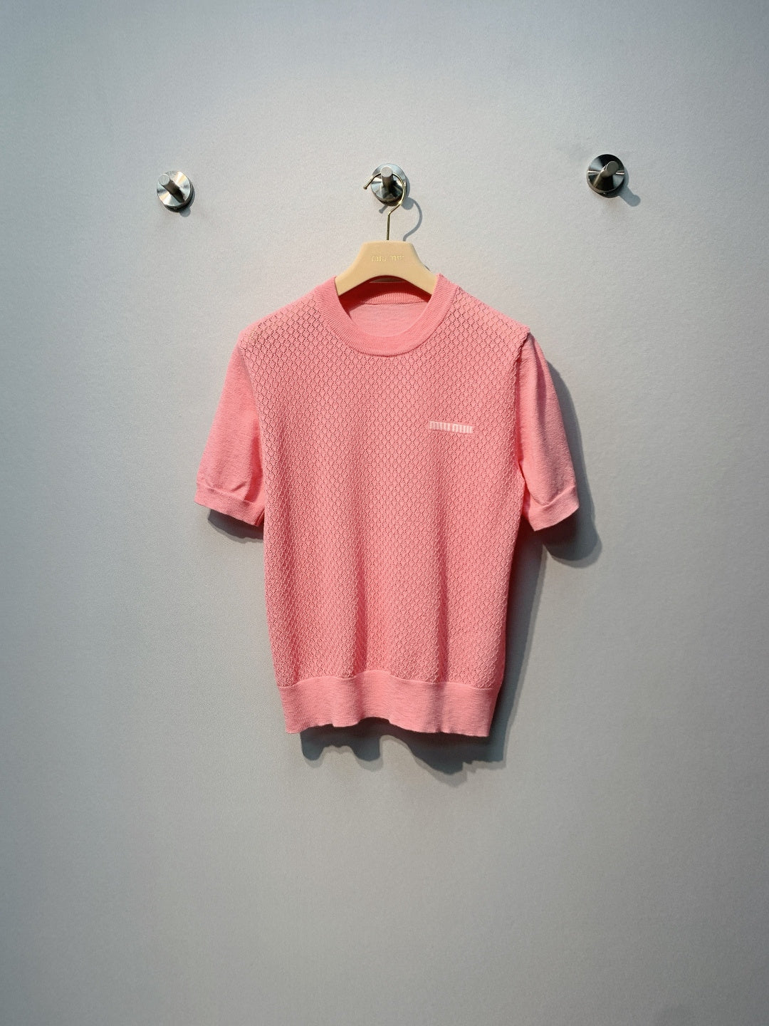 Miu Miu Knit Short-Sleeve Pink Linen Tencel 362609