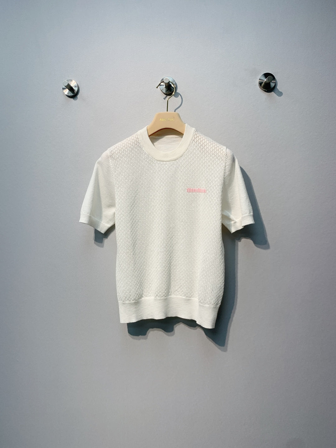 Miu Miu Knit Short-Sleeve White Linen Tencel 362610