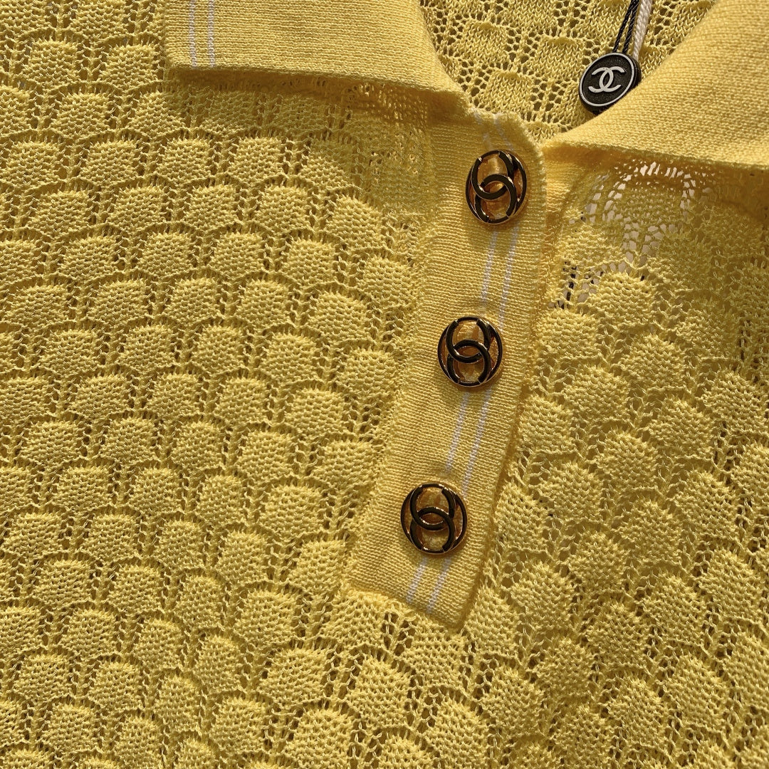 Chanel 26s Short Sleeve Polo Top Style 1275