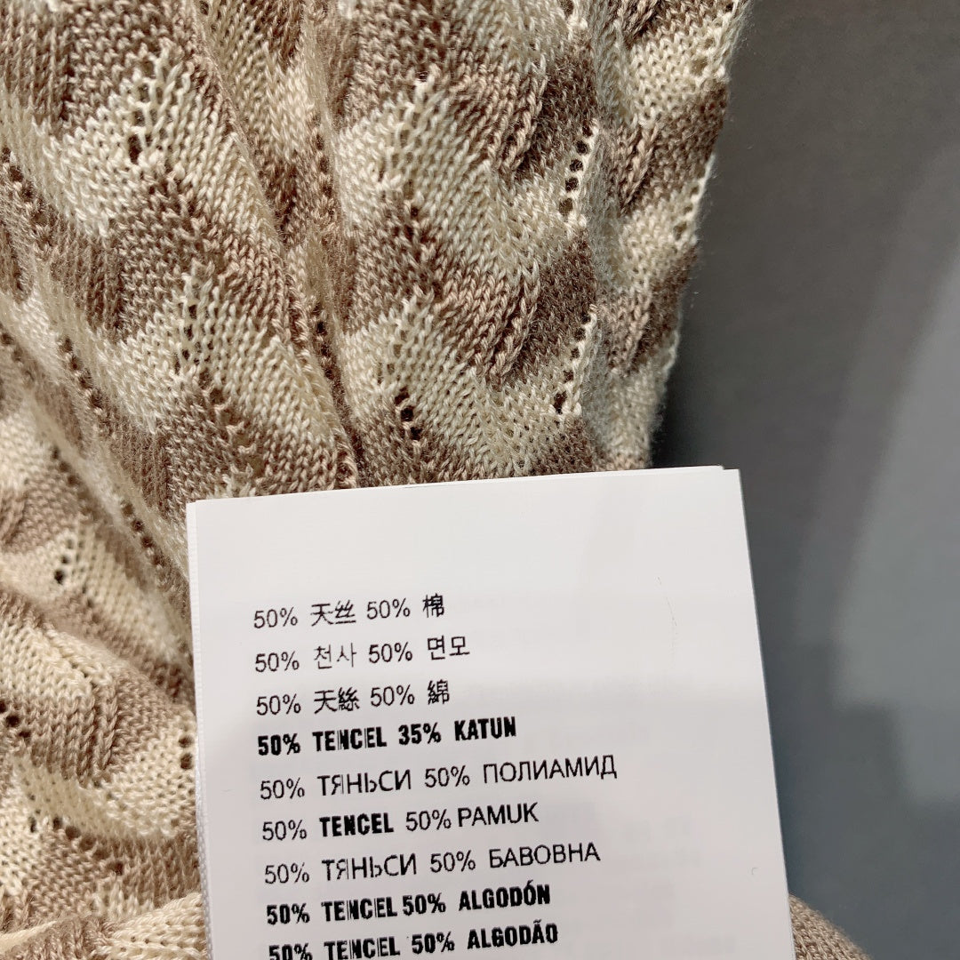 Miu 26s Short-Sleeve T-Shirt Brown White Knit 395917