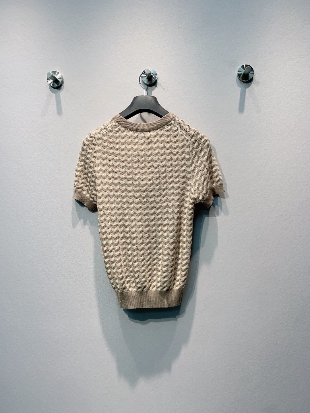 Miu 26s Short-Sleeve T-Shirt Brown White Knit 395917