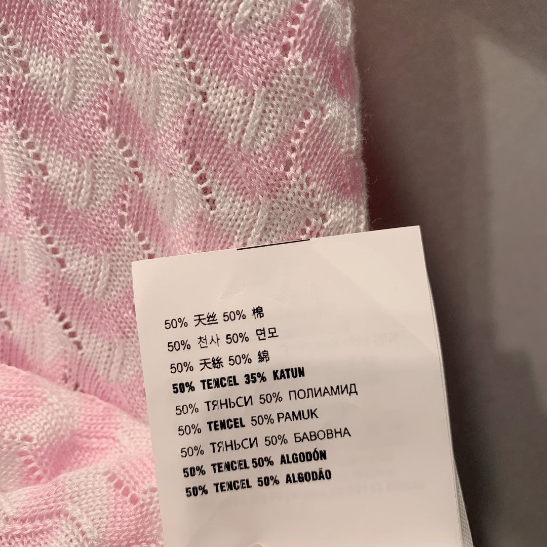Miu 26s Short-Sleeve T-Shirt Pink White Knit 395918