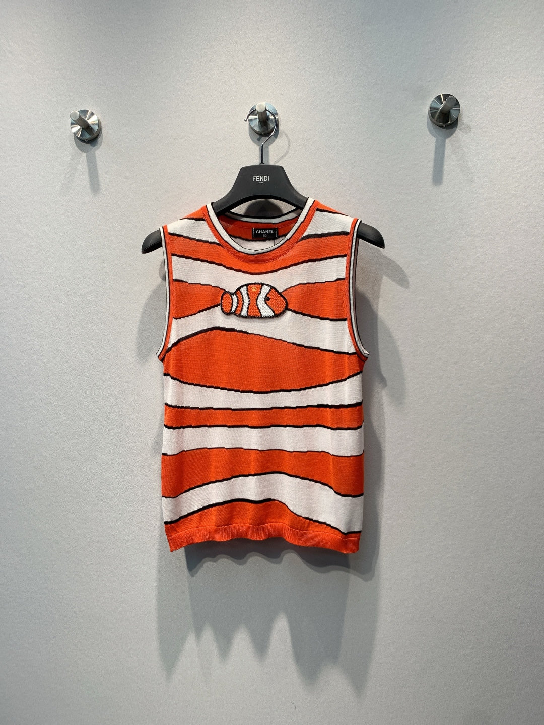 CC Clownfish Knit Vest Orange White Tencel Nylon 395948