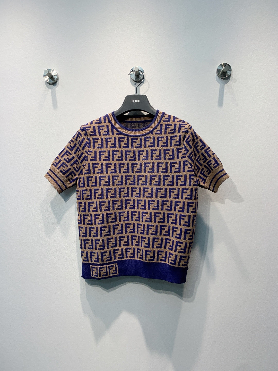 Fendi 26s Monogram Knit Short-Sleeve T-Shirt 406283