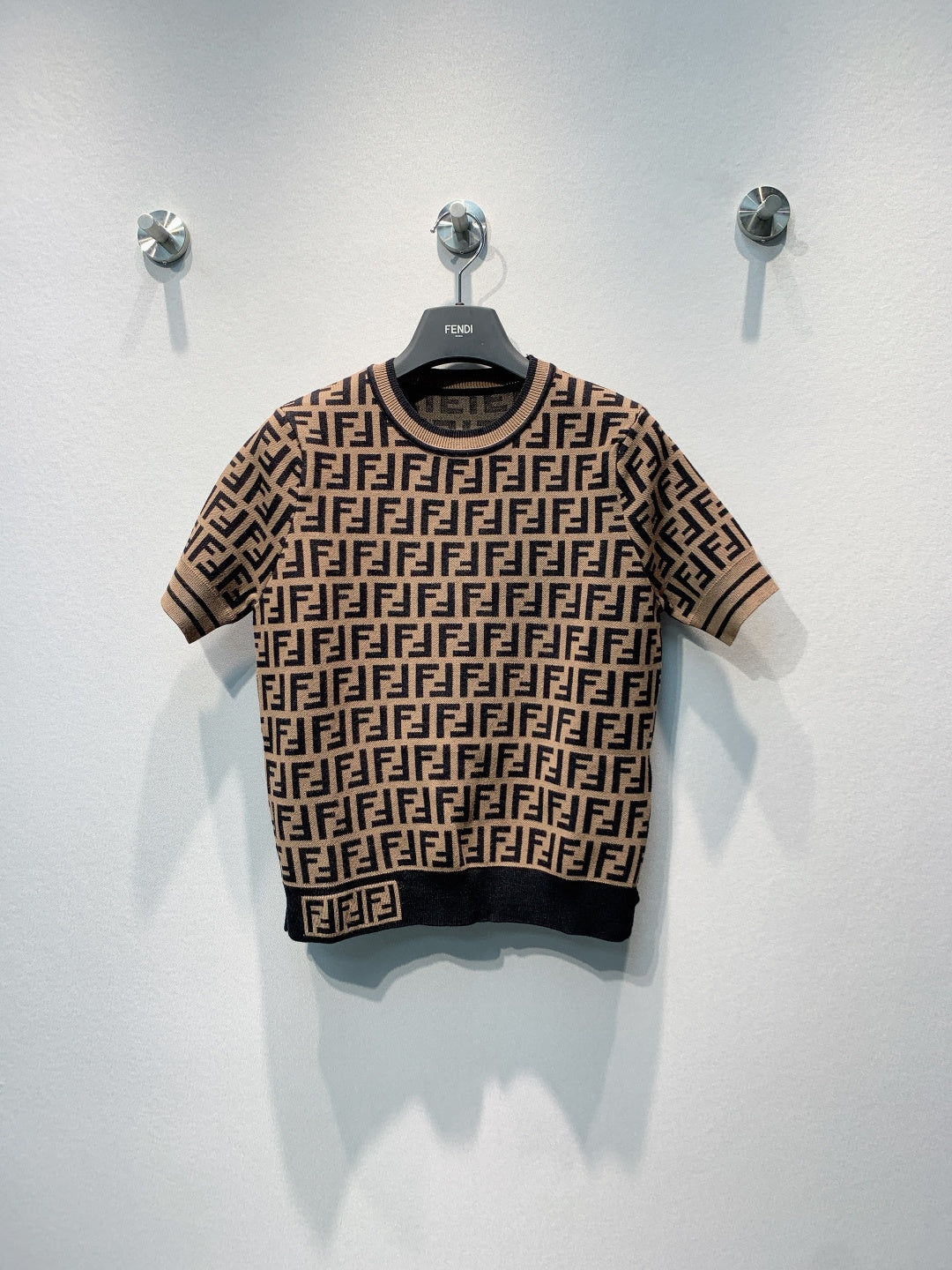 Fendi 26s Monogram Knit Short-Sleeve T-Shirt 406284