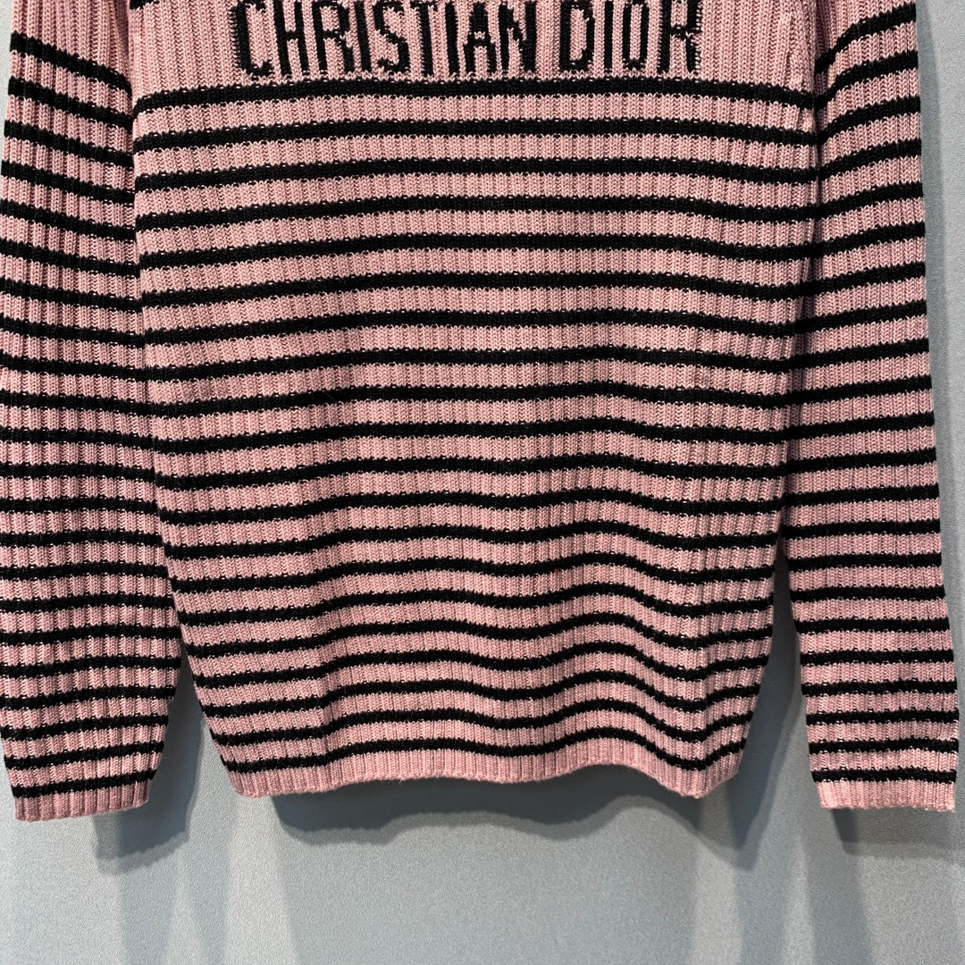 CD 26s Lucky Star Striped Knit Sweater Black Pink Wool 413831