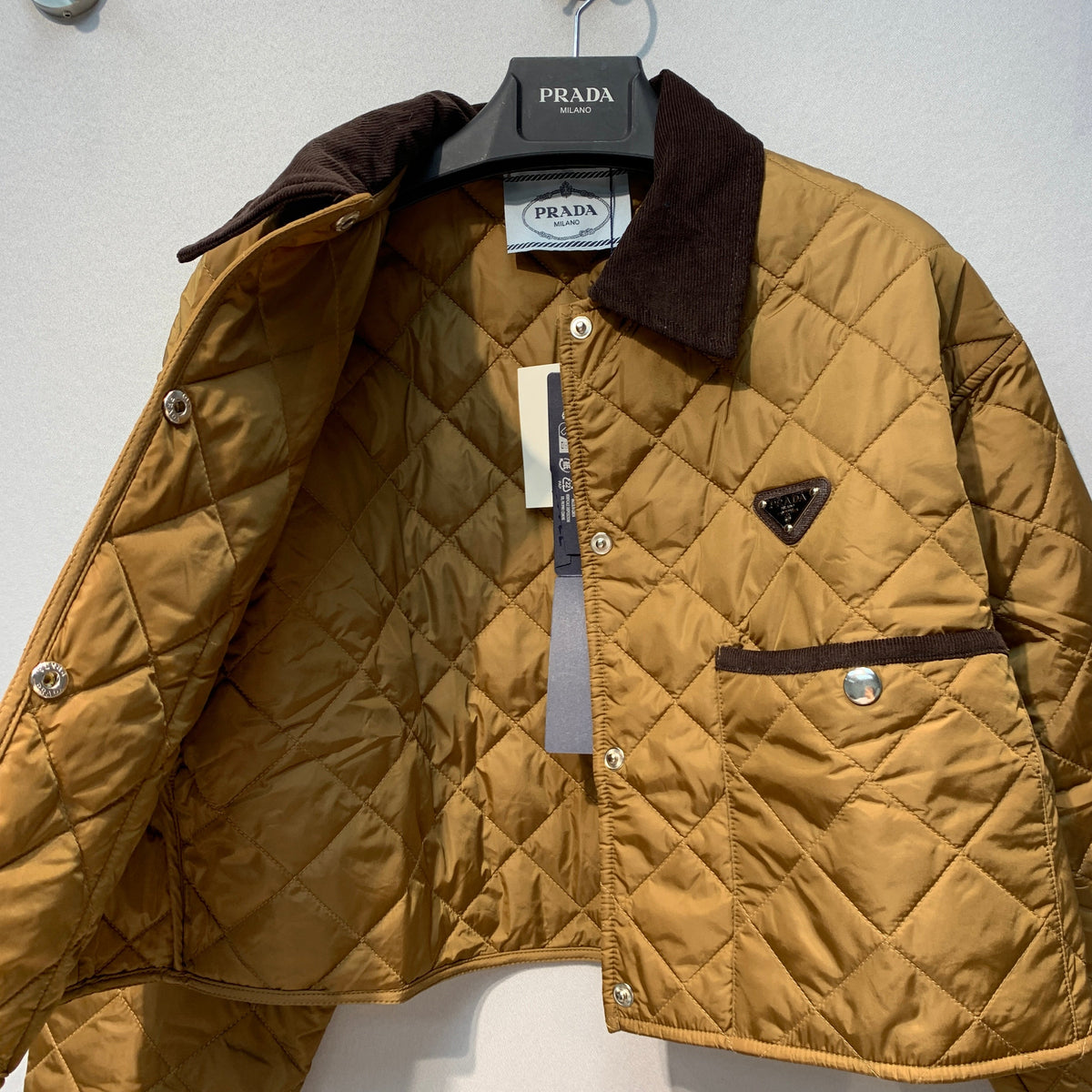 Prada 26s Blouson Cropped Jacket Sughero Brown Re-Nylon 445169