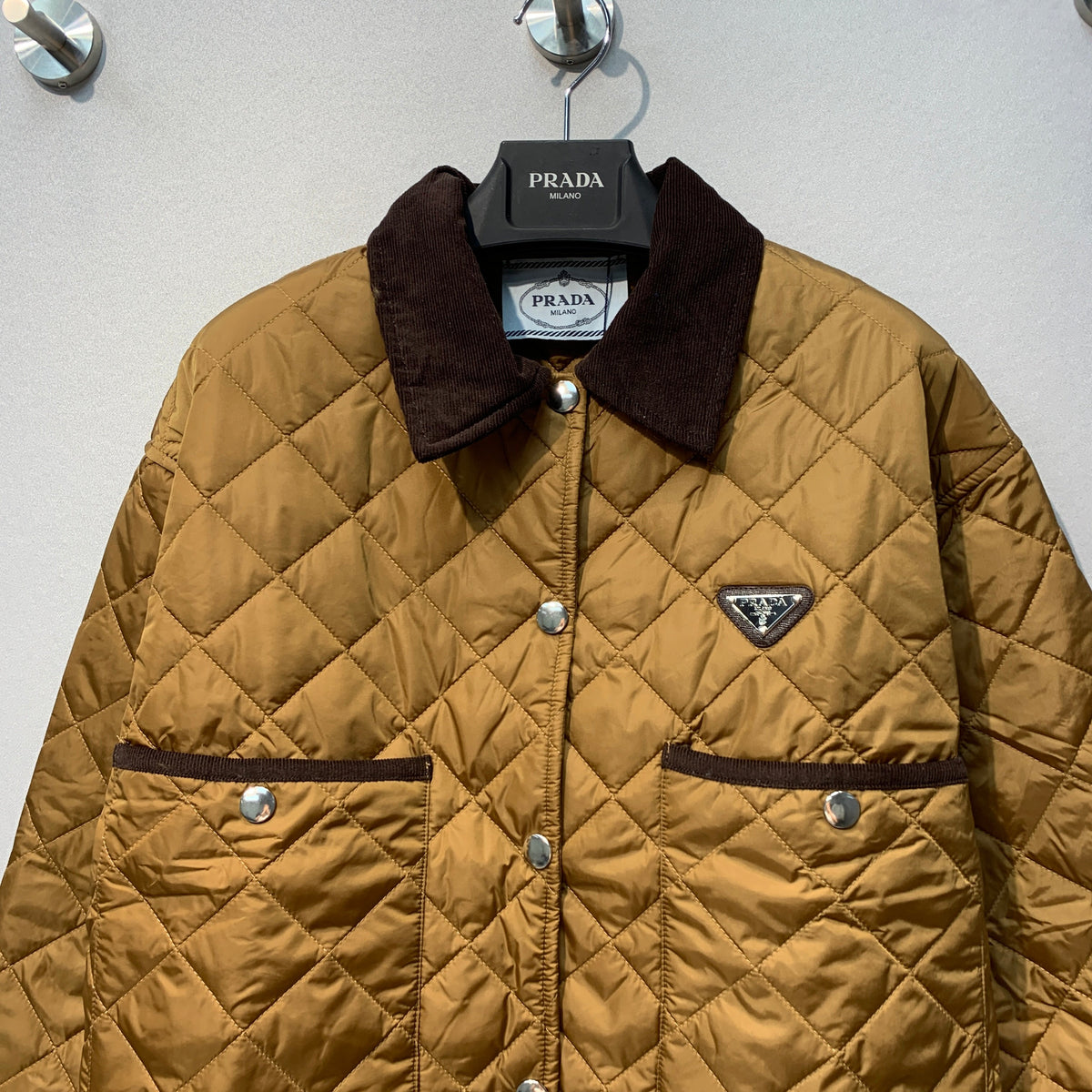 Prada 26s Blouson Cropped Jacket Sughero Brown Re-Nylon 445169