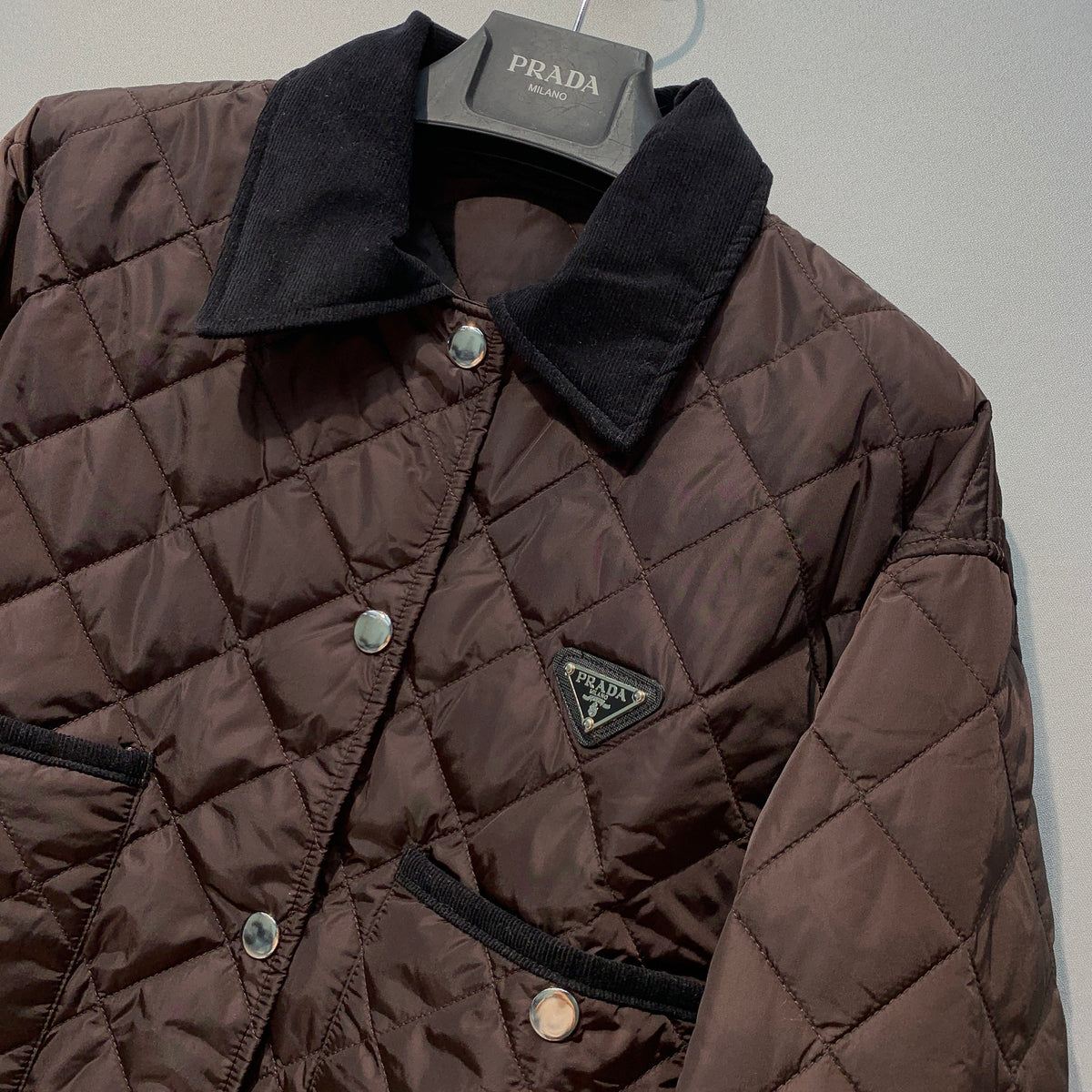 Prada 26s Blouson Cropped Jacket Dark Brown Re-Nylon 445168