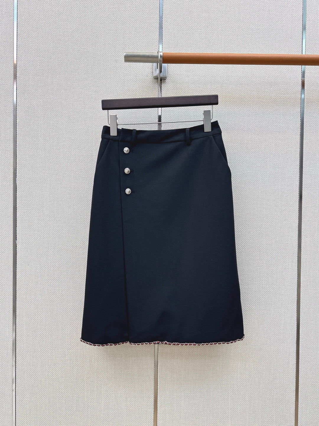 CC 26s Midi Skirt Black Wool Cotton Polyester 409107